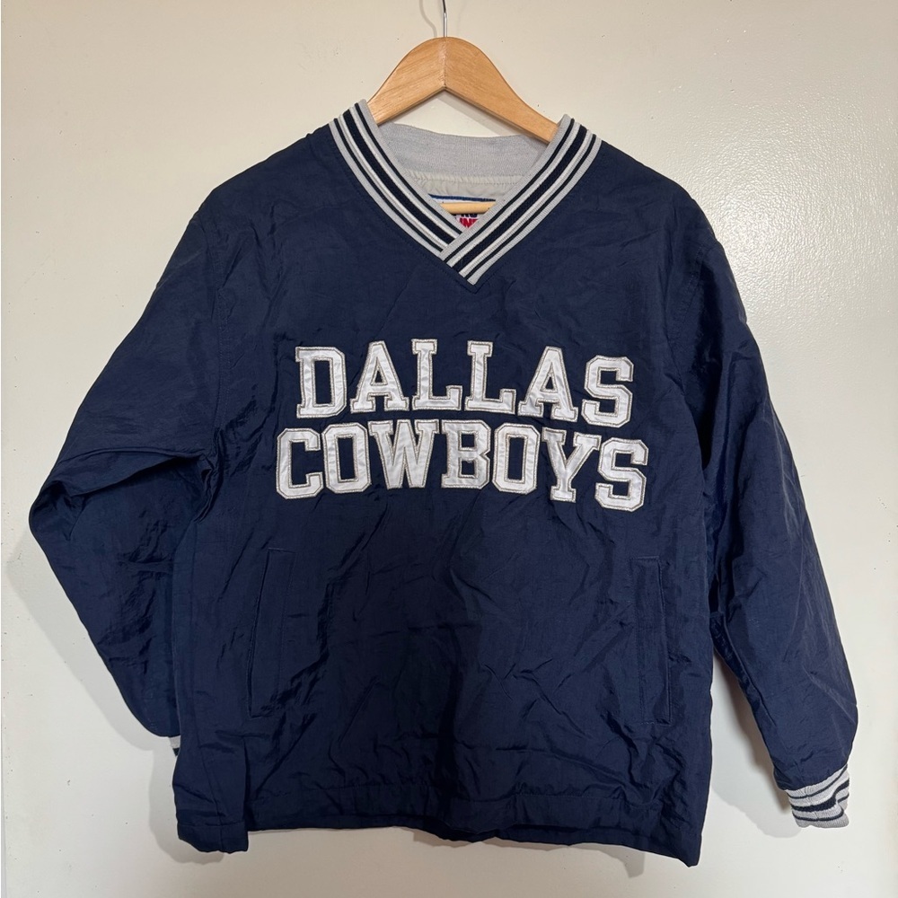 Dallas Cowboys Vtg. NFL pro line Champion V neck Nylon Windbreaker Pullover L